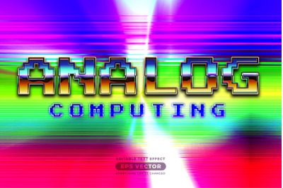 Analog computing editable text effect retro style with vibrant theme c