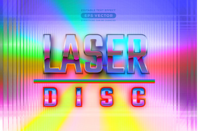 Laser disc editable text style effect in retro style theme ideal for p