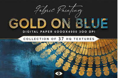 Fabric Painting Gold on Blue Texture Pack