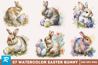 Watercolor easter bunny Bundle