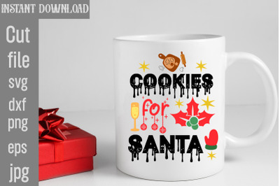 Cookies for Santa SVG cut file&2C;funny Christmas png&2C; retro Santa png&2C; m