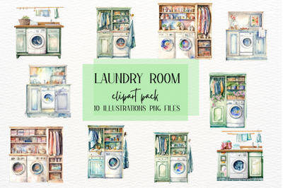Watercolor Laundry Room Clipart