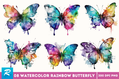 Watercolor Rainbow Butterfly Bundle