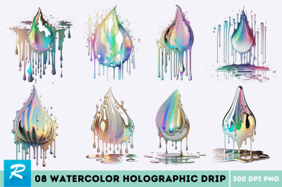 Watercolor Holographic Drip  Bundle