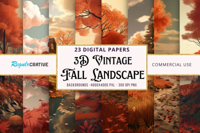 3D Vintage Fall Landscape
