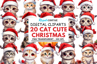 Cat Cute Christmas Sublimation Clipart