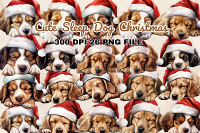 Cute Sleep Dog Christmas Clipart