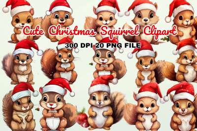 Christmas  Cute Squirrel Clipart