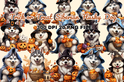 Trick or Treat Siberian Husky Dog bundle