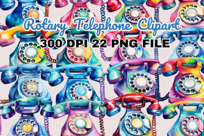 Watercolor Rotary Telephone Clipart