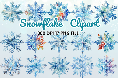 Watercolor Snowflake Sublimation Clipart