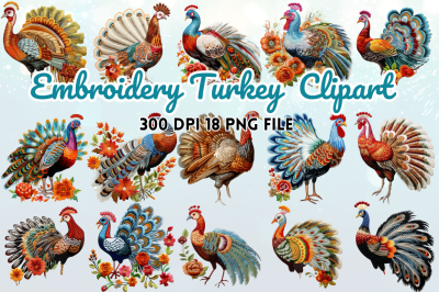 Watercolor Embroidery Turkey