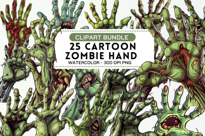 Cartoon Zombie Hand Clipart Bundle