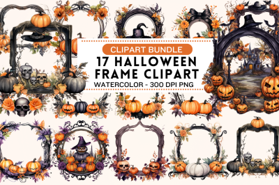 Watercolor Halloween Frame Clipart