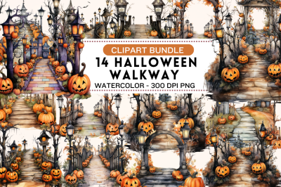 Watercolor Halloween Walkway Clipart