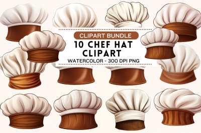 Watercolor Chef Hat Clipart Bundle