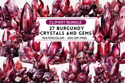 Burgundy Crystals and Gems Clipart