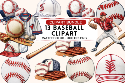 Watercolor Baseball Clipart
