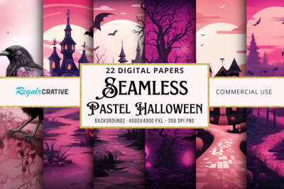 Pastel Halloween Seamless Pattern bundle