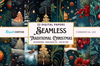 Traditional Christmas Seamless Patterns