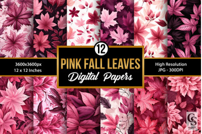 Pink Fall Leaves Seamless Patterns