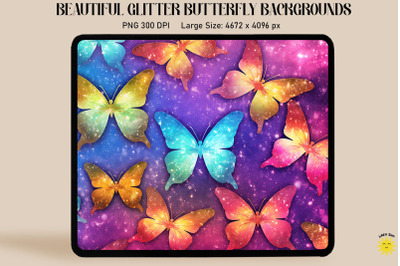 Rainbow Glitter Butterfly Pattern