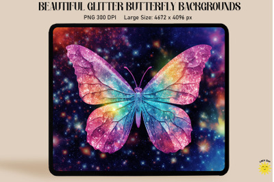 Rainbow Glitter Butterfly Backgrounds