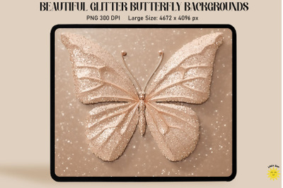 Pastel Beige Glitter Butterfly Backdrop