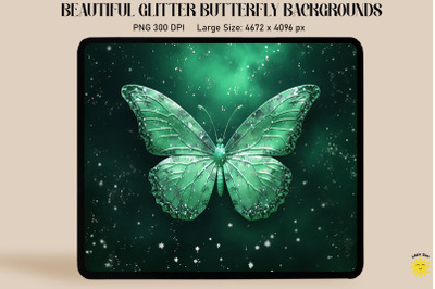 Pastel Green Glitter Butterfly Backdrop