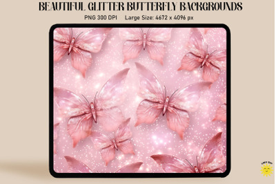 Pastel Pink Glitter Butterfly Pattern