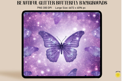 Pastel Purple Glitter Butterfly Pattern