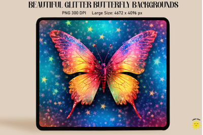 Rainbow Glitter Butterfly Backgrounds