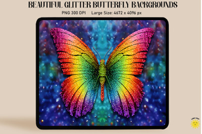 Rainbow Glitter Butterfly Backgrounds