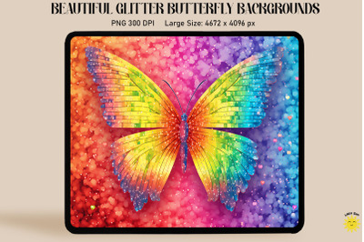 Rainbow Glitter Butterfly Backgrounds