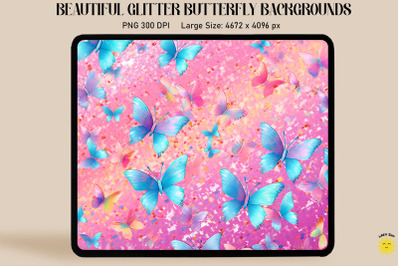 Rainbow Pastel Glitter Butterfly Pattern