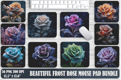 Beautiful Frost Rose Mouse Pad Design