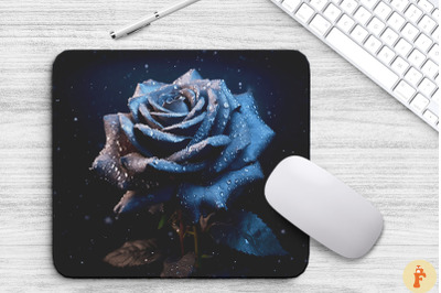 Beautiful Frost Black Rose Mouse Pad