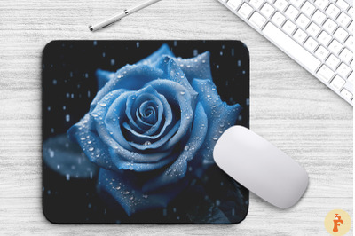 Beautiful Frost Blue Rose Mouse Pad