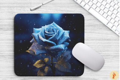 Beautiful Frost Blue Rose Mouse Pad