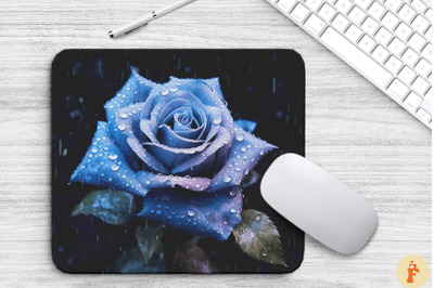 Beautiful Frost Blue Rose Mouse Pad