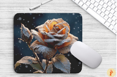 Beautiful Frost Brown Rose Mouse Pad