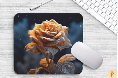 Beautiful Frost Gold Rose Mouse Pad