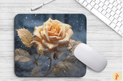 Beautiful Frost Gold Rose Mouse Pad