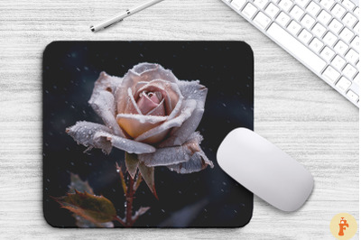 Beautiful Frost Gray Rose Mouse Pad