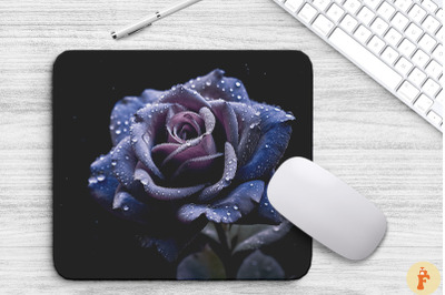 Beautiful Frost Indigo Rose Mouse Pad