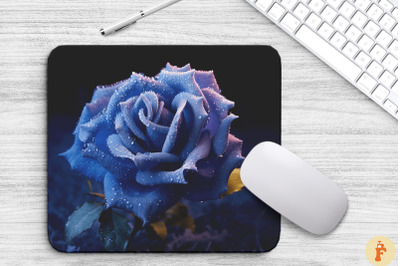 Beautiful Frost Indigo Rose Mouse Pad