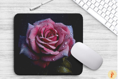 Beautiful Frost Magenta Rose Mouse Pad