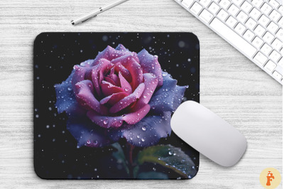 Beautiful Frost Magenta Rose Mouse Pad