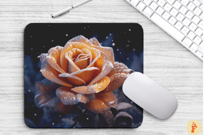 Beautiful Frost Orange Rose Mouse Pad