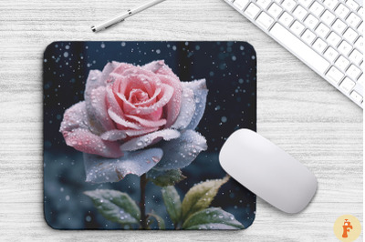 Beautiful Frost Pink Rose Mouse Pad